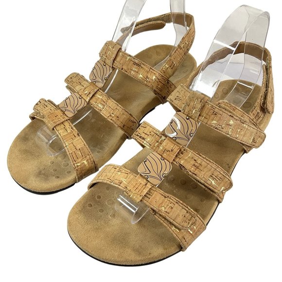 Vionic Shoes Womens Size 8 Tan Amber Gold Cork Comfort Sandal Arch Support - Picture 3 of 12